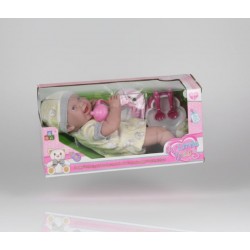 Promo Muñeca Bebe de Goma Suave con Su Coche Baston