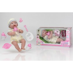 Promo Muñeca Bebe de Goma Suave con Su Coche Baston