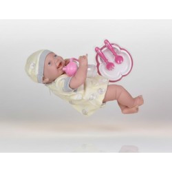 Promo Muñeca Bebe de Goma Suave con Su Coche Baston