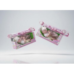 Promo Muñeca Bebe de Goma Suave con Su Coche Baston