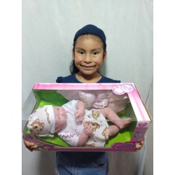 Promo Muñeca Bebe de Goma Suave con Su Coche Baston